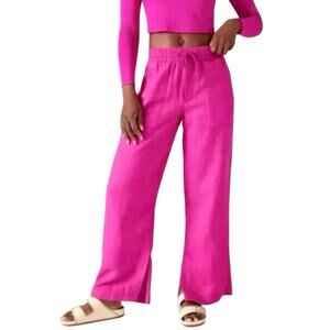 Athleta Women's Retreat Linen Wide Leg Pant Iceland Pink